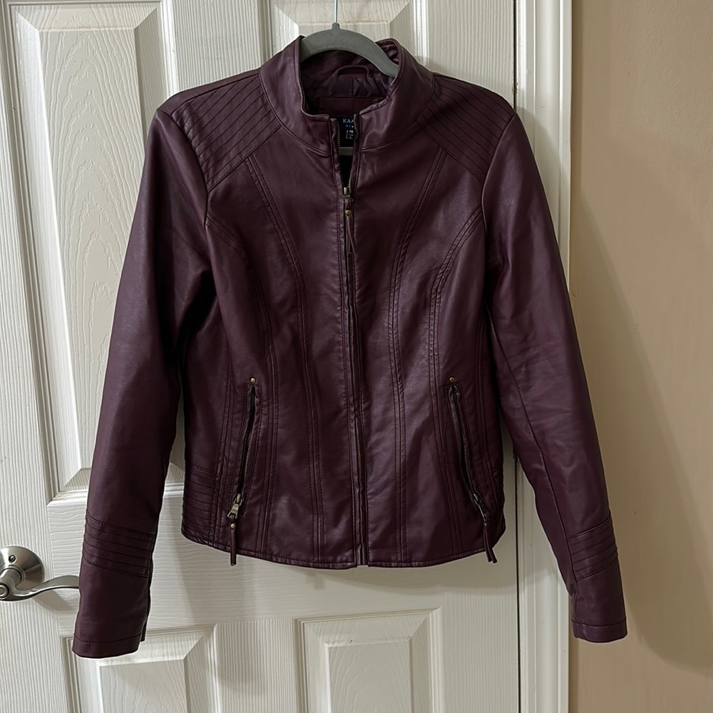 Burgundy faux leather jacket